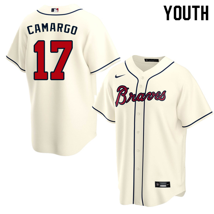 Nike Youth #17 Johan Camargo Atlanta Braves Baseball Jerseys Sale-Cream